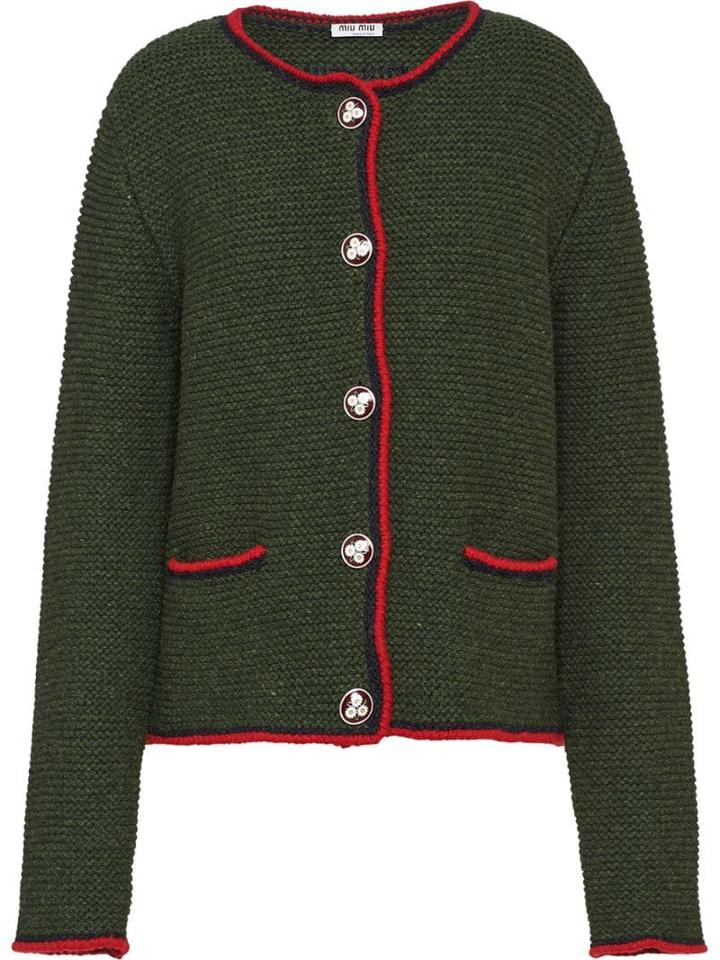 Miu Miu Textured Knit Cardigan - Green