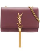 Saint Laurent Logo Plaque Shoulder Bag - Red