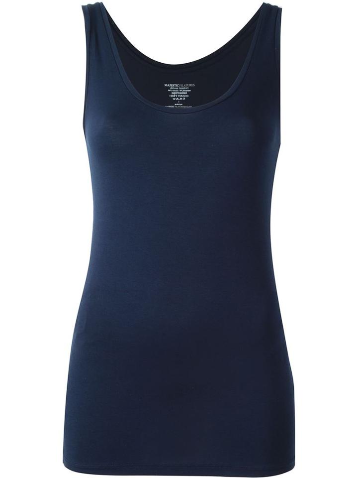Majestic Filatures Scoop Neck Vest, Women's, Size: Iv, Blue, Viscose/spandex/elastane