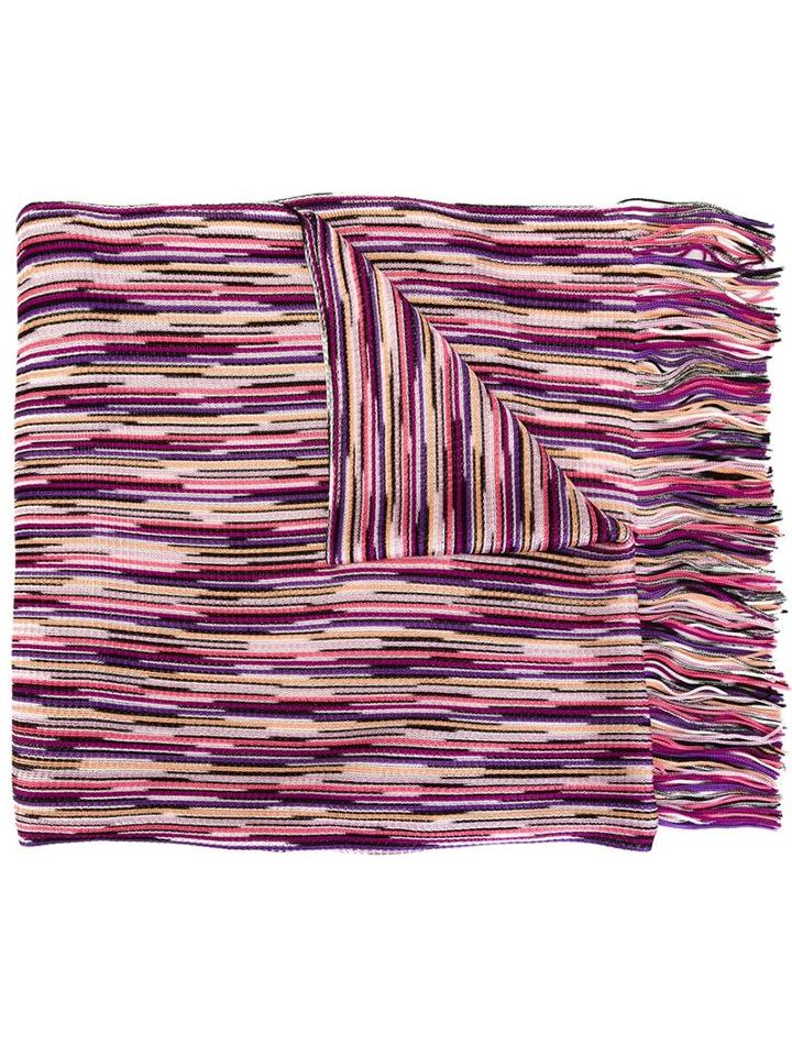 Missoni Textured Sciarpa Fringed Scarf, Women's, Purple, Viscose