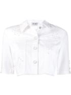 Liu Jo Cropped Floral Denim Jacket - White