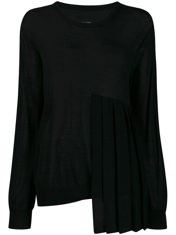 Yohji Yamamoto Pleated Front Fine Knit Top - Black