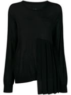 Yohji Yamamoto Pleated Front Fine Knit Top - Black