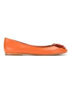 Sarah Chofakian Floral Applique Ballerinas - Yellow & Orange