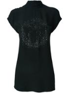 Versace Medusa Head Embroidered Tank Top, Women's, Size: 40, Black, Silk