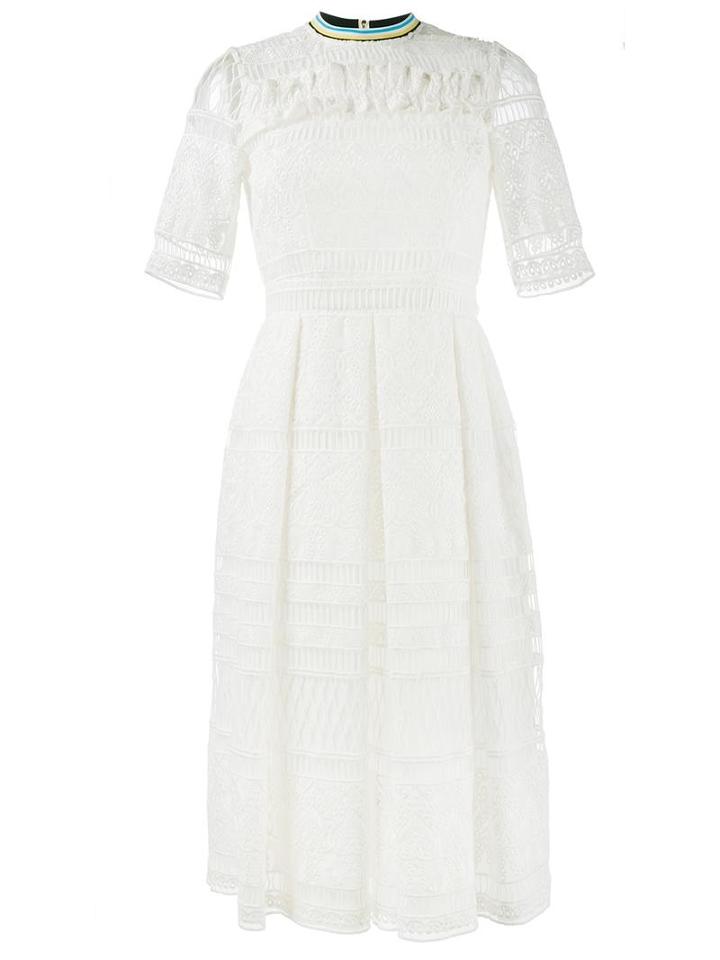 House Of Holland Heart Lace Midi Dress, Women's, Size: 8, White, Polyester