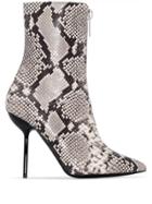 Unravel Project 100mm Snake Print Ankle Boots - Grey