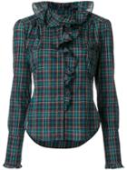 Faith Connexion Frill Trim Plaid Shirt - Green