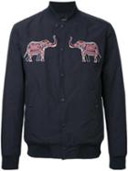Yoshio Kubo Elephant Patches Bomber Jacket, Men's, Size: 3, Black, Polyester