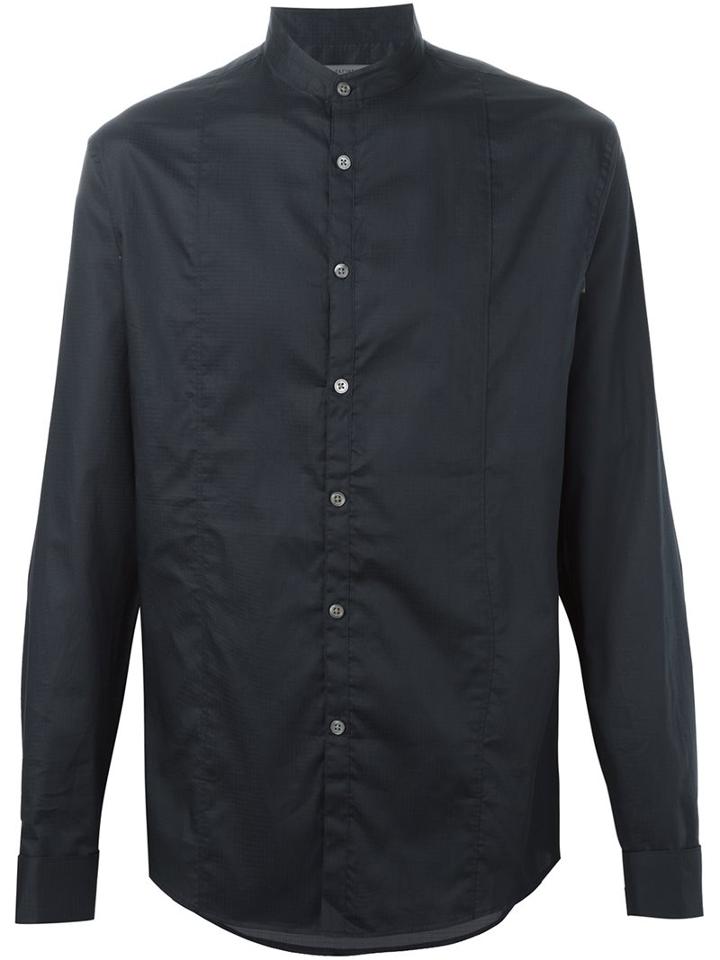 John Varvatos Band Collar Shirt, Men's, Size: Small, Blue, Cotton