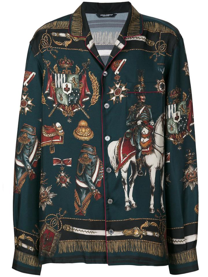 Dolce & Gabbana Military Print Shirt - Blue