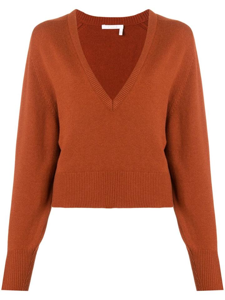 Chloé Deep V-neck Sweater - Brown
