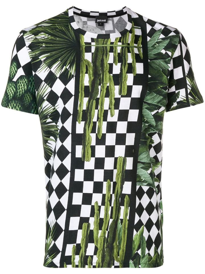 Just Cavalli Checkerboard Print T-shirt - Black