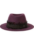 Maison Michel 'andre' Hat, Women's, Size: Small, Pink/purple, Leather/feather/rabbit Fur Felt