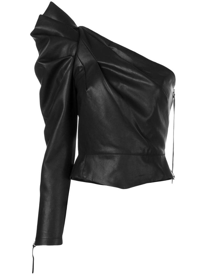 Nineminutes Asymmetric Ruffle Top - Black