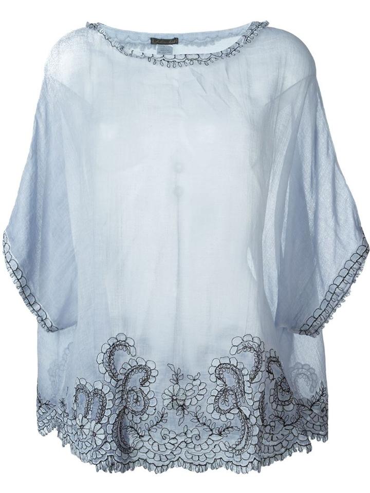 Faliero Sarti Loose Fit Embroidered Blouse, Women's, Blue, Cotton/polyester/viscose