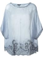 Faliero Sarti Loose Fit Embroidered Blouse, Women's, Blue, Cotton/polyester/viscose