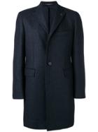 Tagliatore Houndstooth Pattern Knitted Coat - Blue