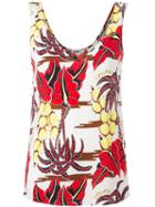 P.a.r.o.s.h. - Floral Print Tank - Women - Silk/spandex/elastane - Xs, Women's, Red, Silk/spandex/elastane