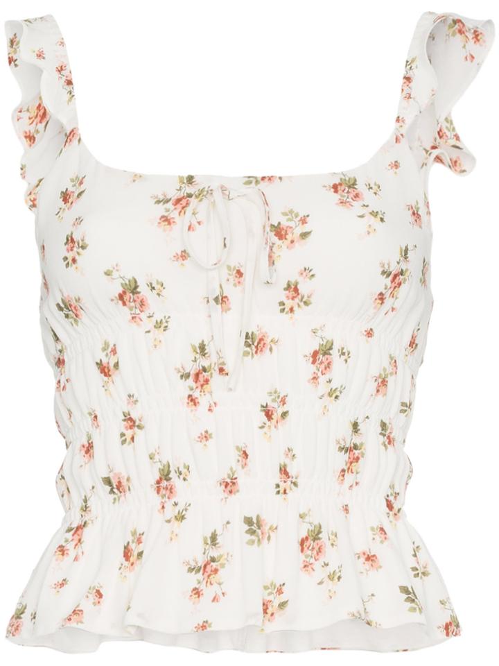 Reformation Aurora Floral Top - White