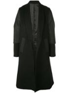 D.gnak Panelled Single Breasted Coat - Black