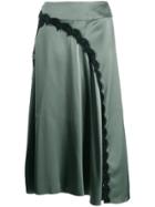 Dorothee Schumacher Satin Midi Skirt With Lace Insert - Green