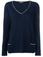 Loro Piana Slit Sides Jumper, Women's, Size: Medium, Blue, Silk/cotton/cashmere