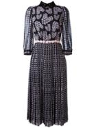 Giamba Floral Print Pleated Dress, Women's, Size: 40, Black, Silk/polyester