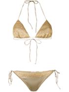 Oseree - Triangle Bikini - Women - Cotton/nylon/polyamide/spandex/elastane - L, Nude/neutrals, Cotton/nylon/polyamide/spandex/elastane