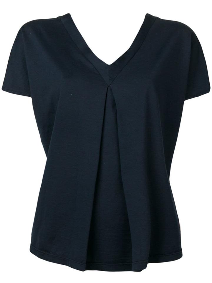 Ma'ry'ya V-neck Pleated Front Blouse - Blue
