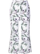 Blumarine Floral Cropped Flared Trousers - White