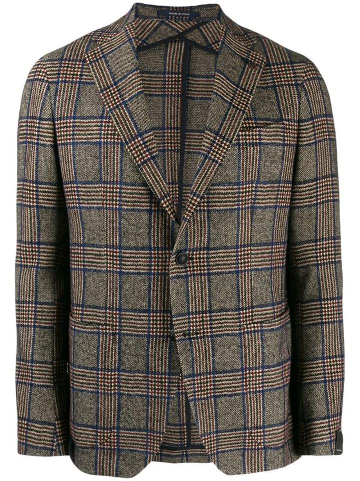 Tagliatore Single-breasted Tartan Blazer - Brown