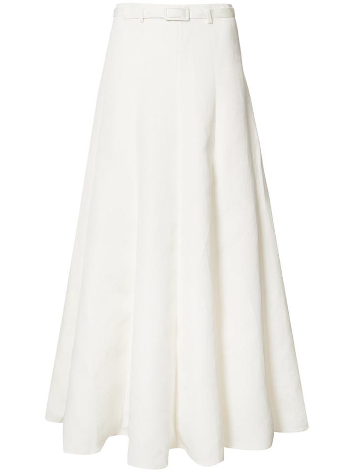 Co Pleated Maxi Skirt, Women's, Size: Small, White, Silk/linen/flax/cotton