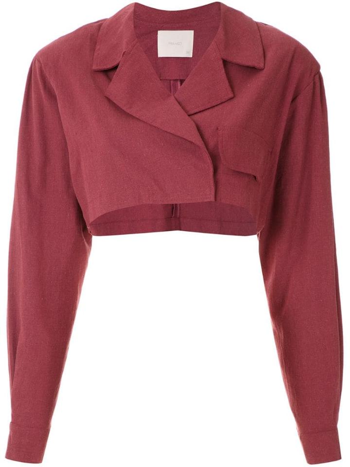 Framed Cropped Jacket - Red