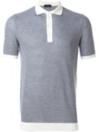 Zanone Contrast Collar Polo Shirt, Men's, Size: 56, Blue, Cotton