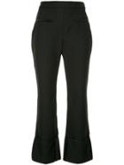 Ellery Pinstripe Cropped Tailored Trousers - Black
