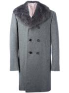 Thom Browne Off-centre Peaked Lapel Coat, Men's, Size: Ii, Grey, Cupro/cashmere/beaver Fur