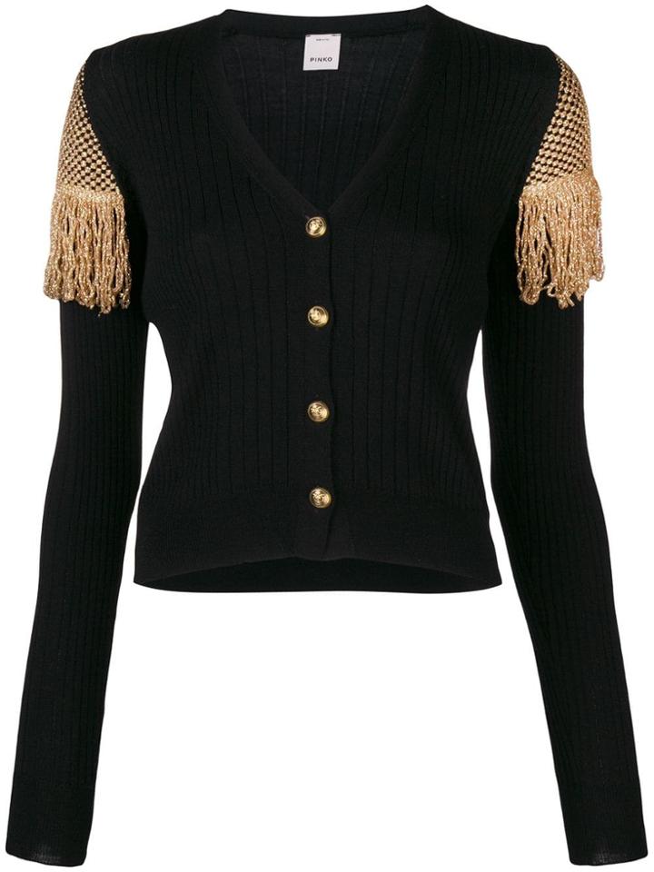 Pinko Filica Fringed Detail Cardigan - Black