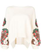 Oscar De La Renta Floral And Paisley Embroidery Jumper - White