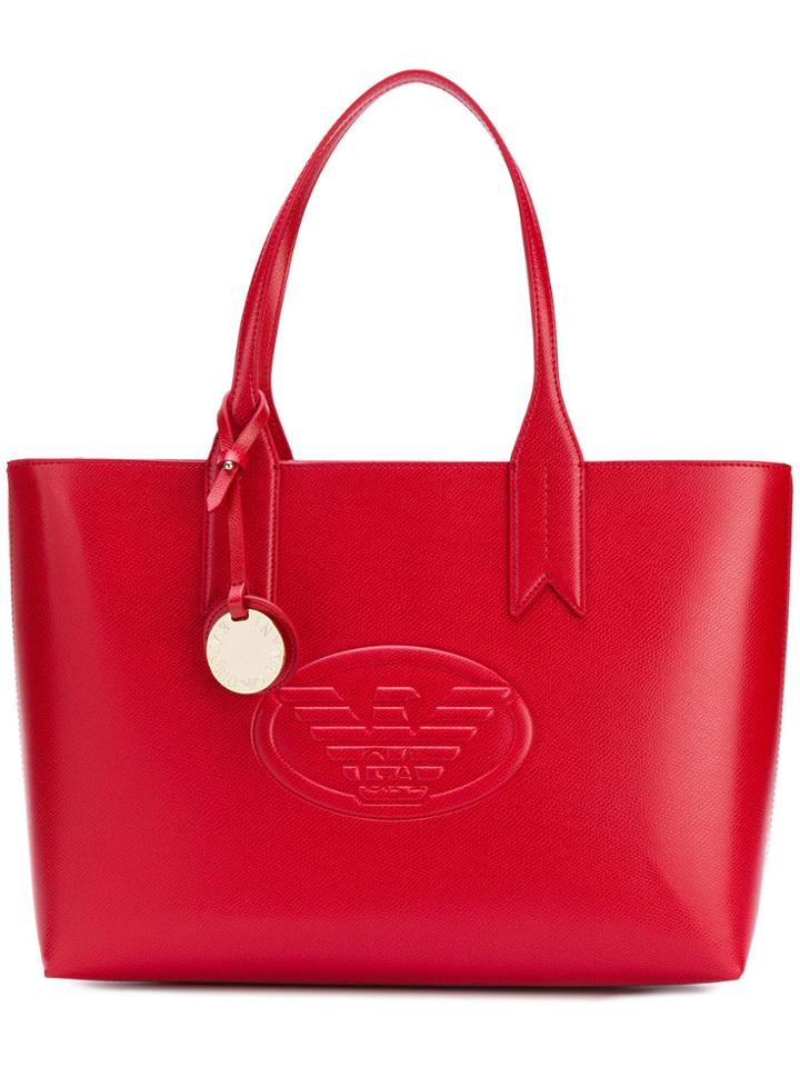 Emporio Armani Charm And Logo Tote Bag - Red