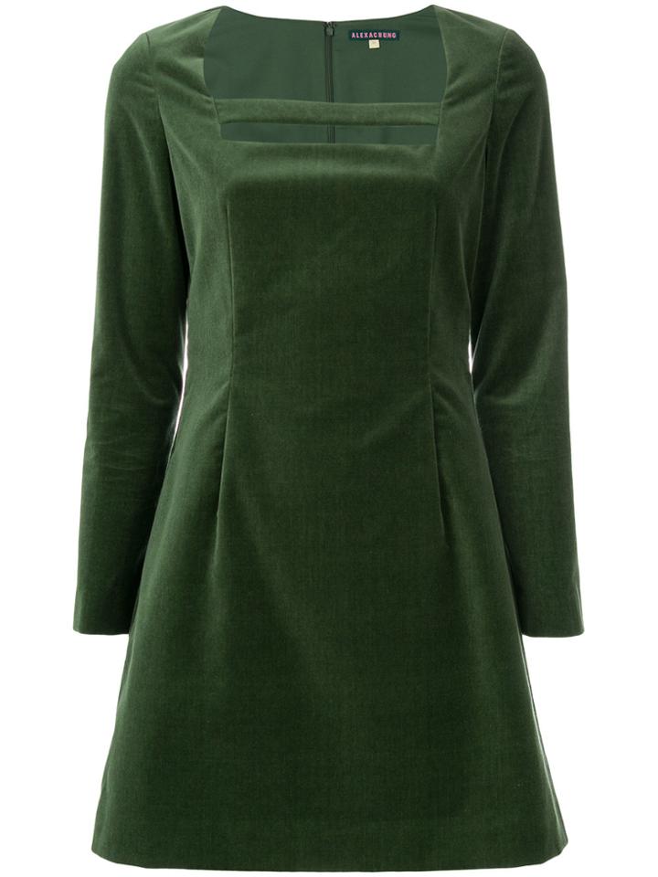Alexa Chung Fitted Velvet Dress - Green