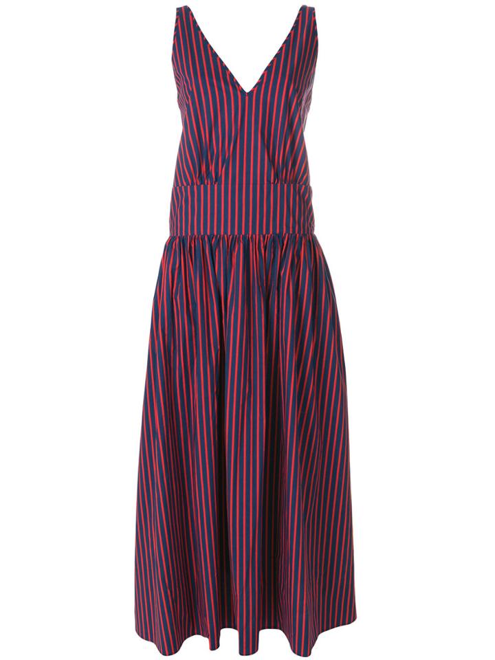 La Doublej Striped V-neck Dress - Blue