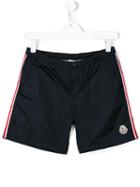 Moncler Kids Side Stripe Swim Shorts, Boy's, Size: 14 Yrs, Blue