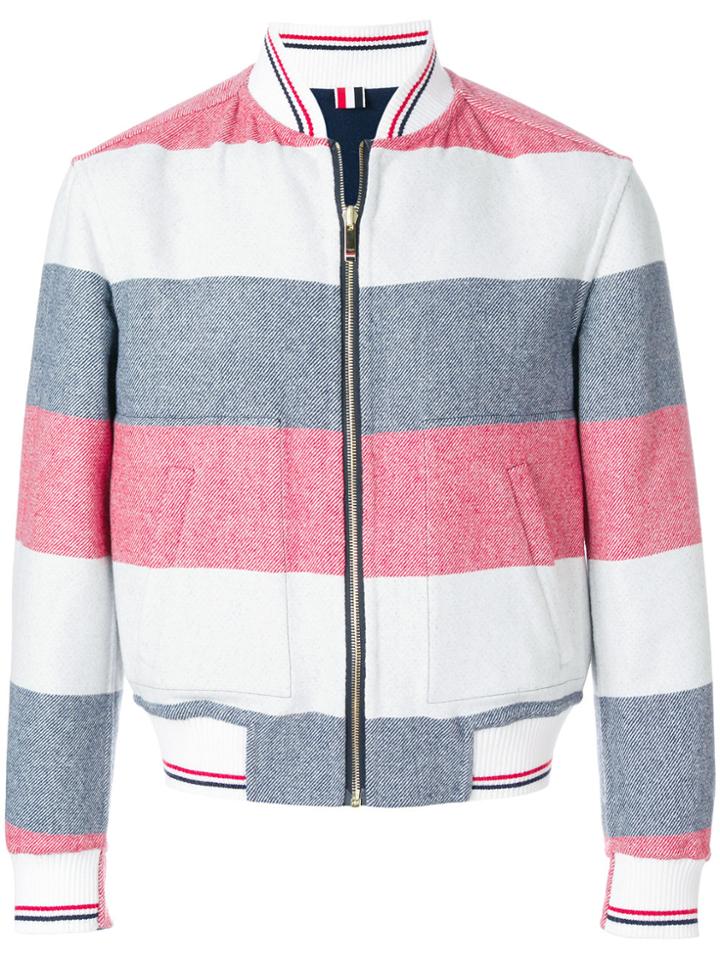 Thom Browne Reversible Rugby Stripe Melton Wool Blouson Bomber -