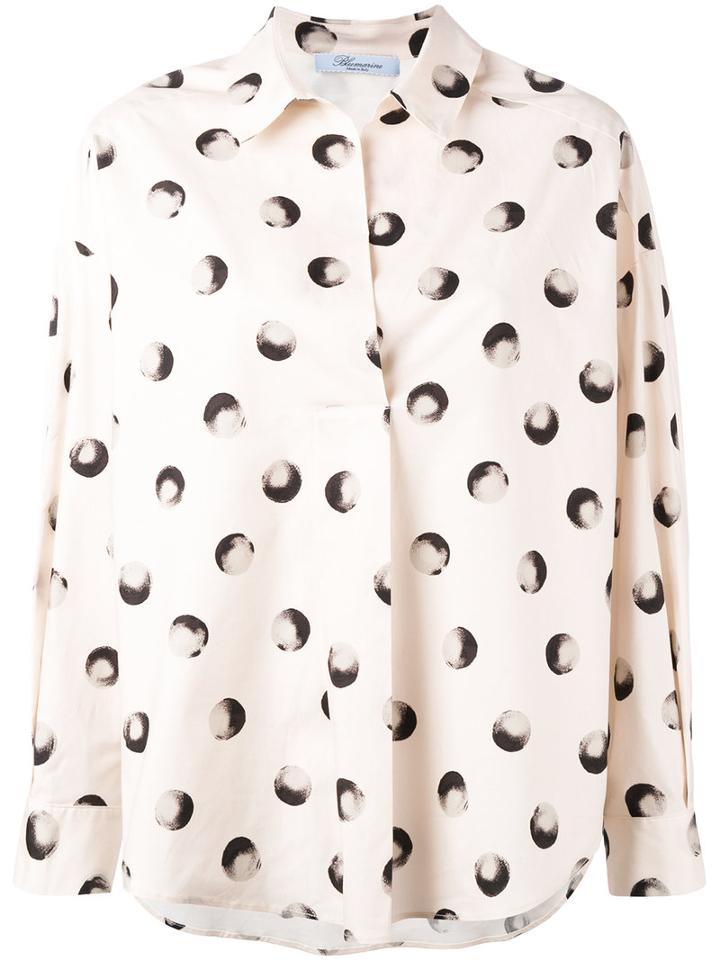 Blumarine - Printed Shirt - Women - Cotton/spandex/elastane - 38, Nude/neutrals, Cotton/spandex/elastane