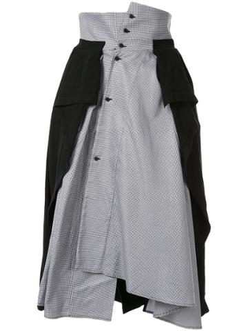 Aganovich Jersey-panelled Houndstooth Skirt - Black