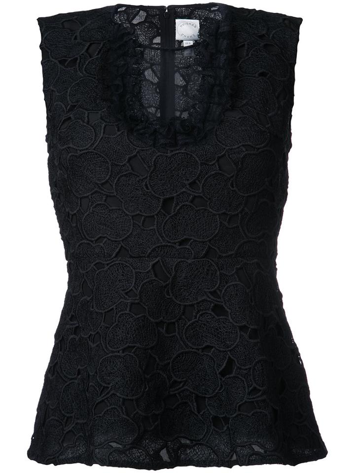 Huishan Zhang Macrame Lace Top, Women's, Size: 10, Black, Polyester