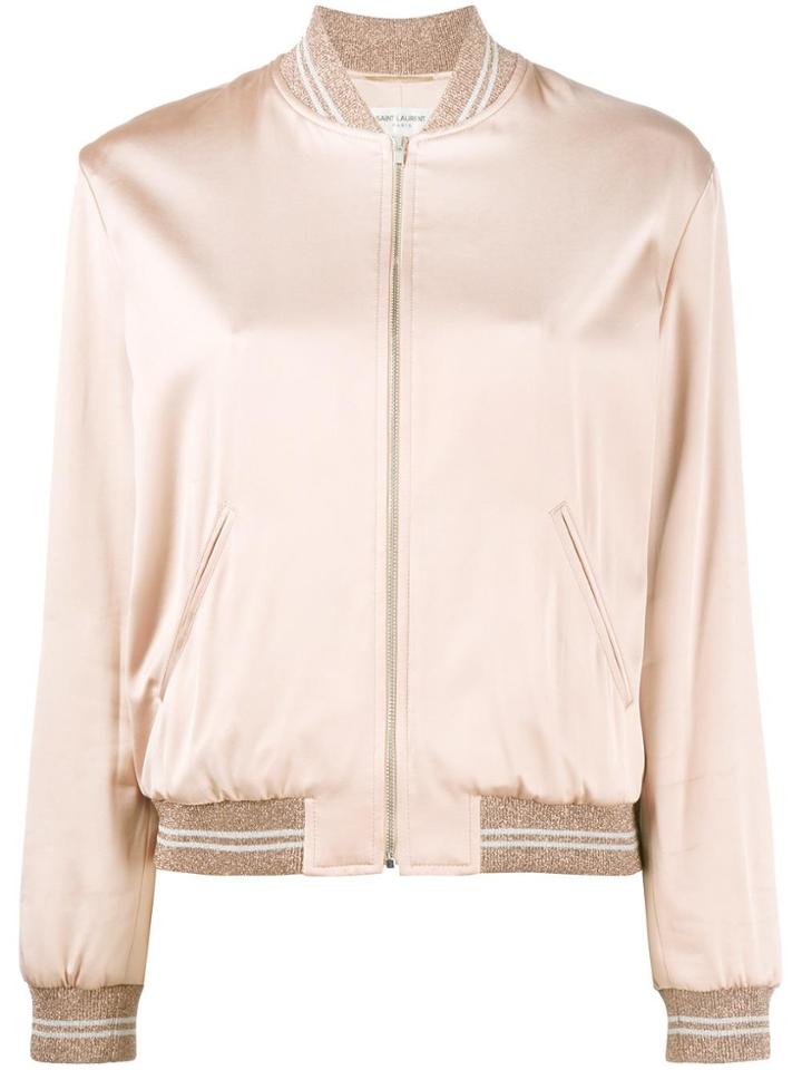 Saint Laurent Love Logo Bomber Jacket - Pink & Purple