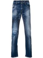 Frankie Morello Paint Stain Slim Fit Jeans - Blue