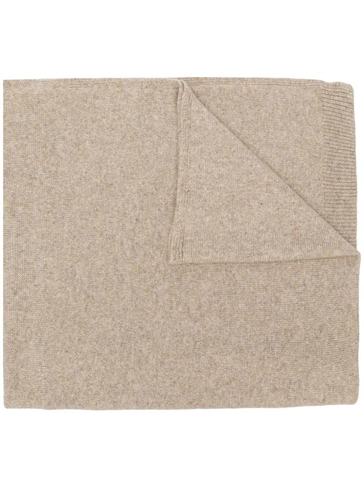Pringle Of Scotland Ribbed-hem Knitted Scarf - Neutrals